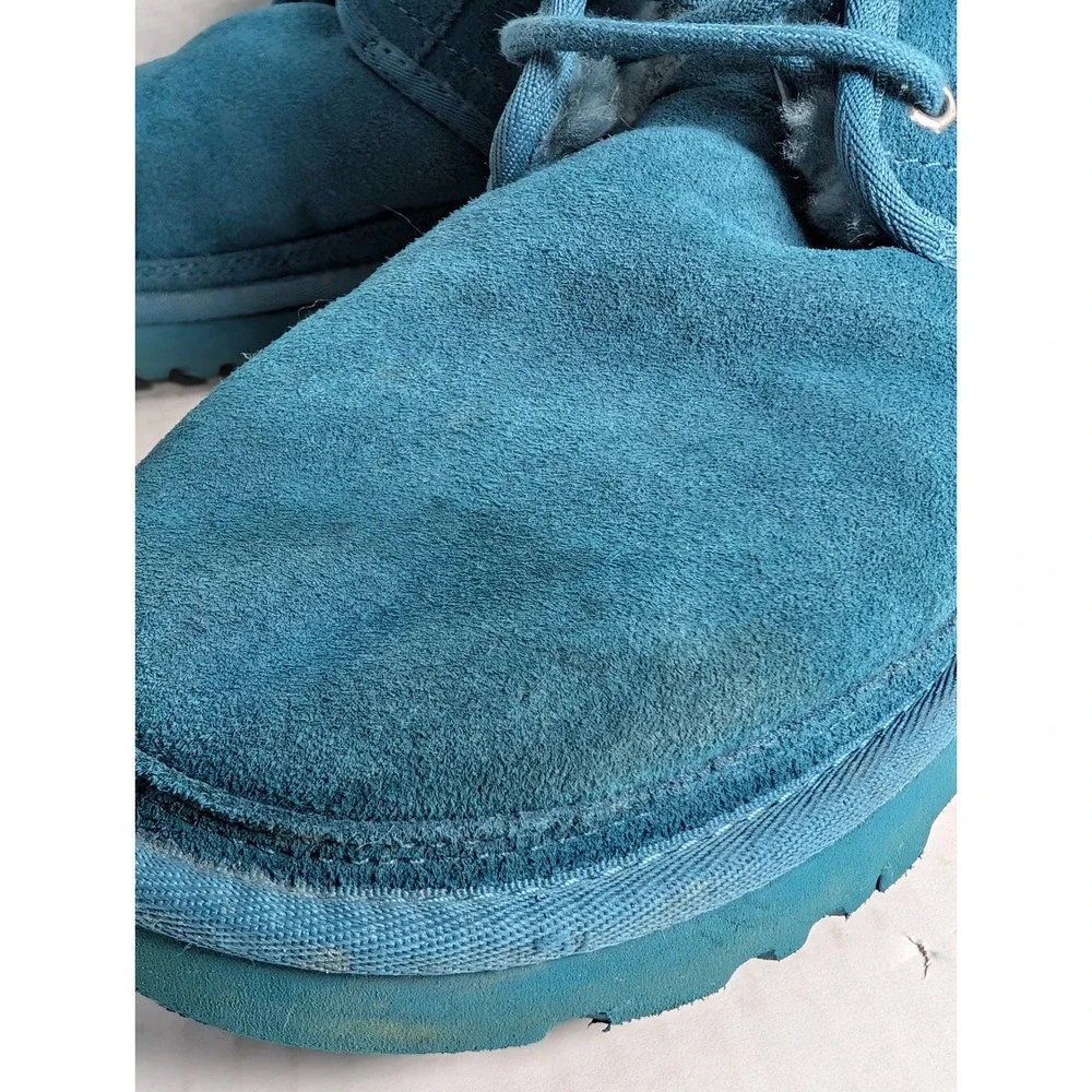 UGG Neumel Chukka Boots Men's US 12 Blue Teal Suede Sheepskin Lace Up EU 45